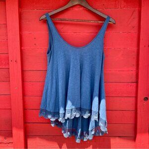 🟩 Angie cotton/modal sleeveless lace hem tank top